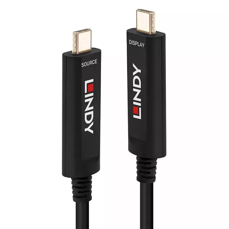 Lindy 15m optiskās šķiedras hibrīda USB Type C kabelis, tikai audio/video