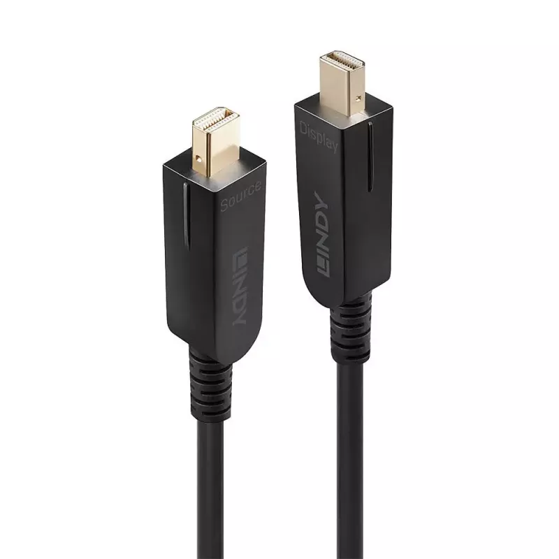 Lindy 50 m optiskās šķiedras hibrīda Mini DisplayPort 1.4 kabelis ar noņemamiem DP savienotājiem