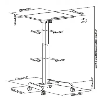 Augstumā regulējams galds MACLEAN MC-892 ar gāzes atsperi, maks. augstums 113 cm