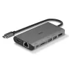 Lindy DST-Mini XT, USB-C klēpjdatora mini dokstacija ar vienu displeju (4K) vai diviem displejiem (Full HD) un 100 W caurlaides uzlādi