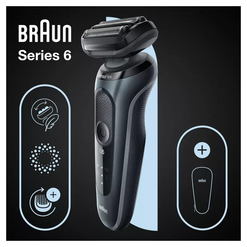 Braun Series 6 61-N1000s folijas skuveklis melns, pelēks