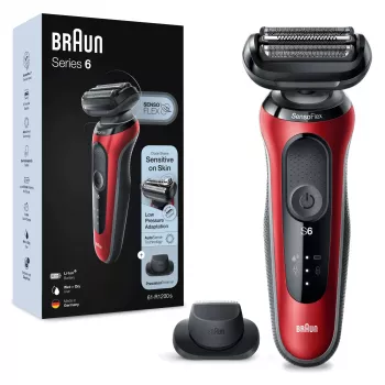 Folijas skuveklis Braun Series 6 61-R1200s SensoFlex SensoFoil Melns Sarkans