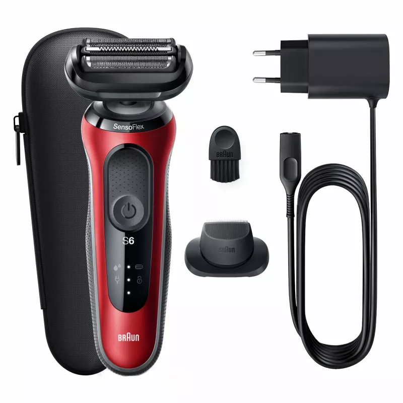 Folijas skuveklis Braun Series 6 61-R1200s SensoFlex SensoFoil Melns Sarkans