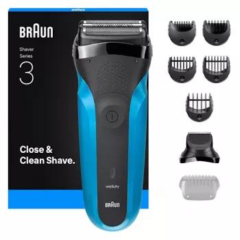 Braun Series 3 310BT folijas skuveklis ar trimeru, melnā, zilā krāsā