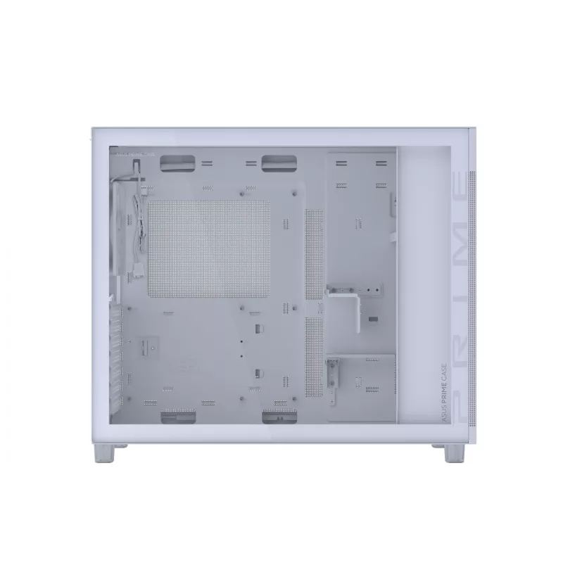 PC korpuss ASUS PRIME AP303 TG balta — ATX/Micro-ATX/Mini-ITX, rūdīts stikls, USB-C, 360 mm GPU atbalsts