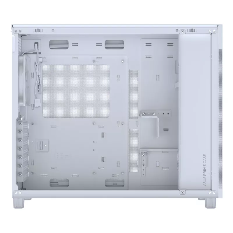 PC korpuss ASUS PRIME AP303 TG balta — ATX/Micro-ATX/Mini-ITX, rūdīts stikls, USB-C, 360 mm GPU atbalsts