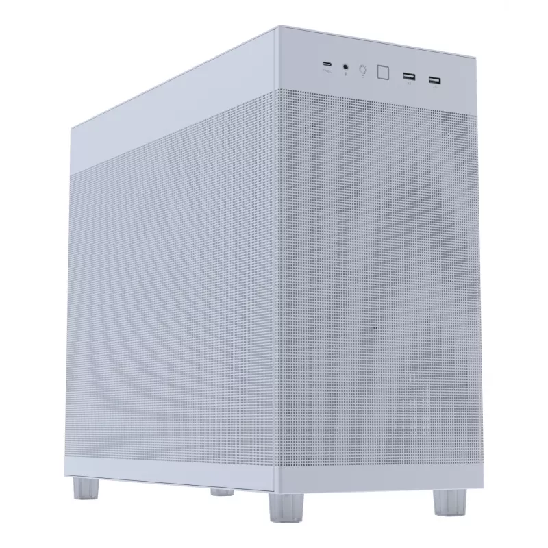 PC korpuss ASUS PRIME AP303 Mesh Midi Tower balts — ATX/Micro ATX/Mini-ITX, GPU līdz 36 cm, barošanas bloks līdz 18 cm, CPU dzesētāja augstums 16,5 cm