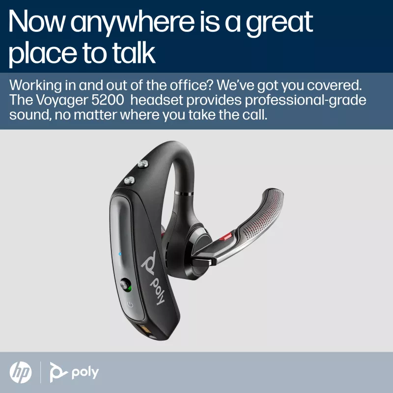 Austiņas Poly Voyager 5200 USB-A Bluetooth austiņas + BT700 sargspraudnis