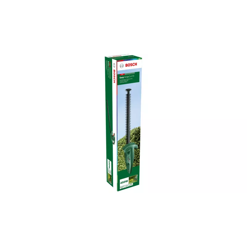 Dzīvžoga griezējs Bosch Easy HedgeCut 55 — 55 cm asmens, 450 W, 3.4 kspm, 2.7 kg