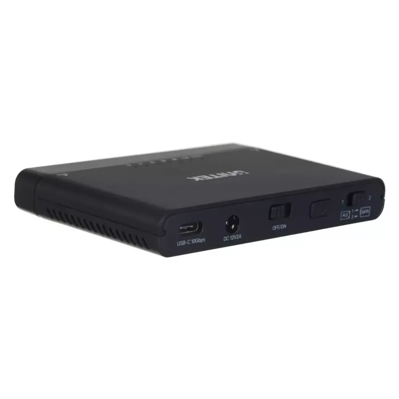 USB-C centrmezgls Unitek S1222A SolidForce+ — HDMI 4K, Ethernet, SATA III, 10 Gbit/s, alumīnija korpuss, melns