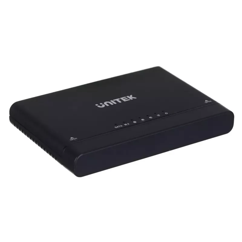 USB-C centrmezgls Unitek S1222A SolidForce+ — HDMI 4K, Ethernet, SATA III, 10 Gbit/s, alumīnija korpuss, melns