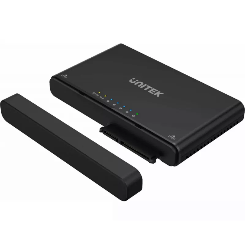 USB-C centrmezgls Unitek S1222A SolidForce+ — HDMI 4K, Ethernet, SATA III, 10 Gbit/s, alumīnija korpuss, melns