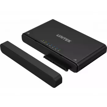 USB-C centrmezgls Unitek S1222A SolidForce+ — HDMI 4K, Ethernet, SATA III, 10 Gbit/s, alumīnija korpuss, melns