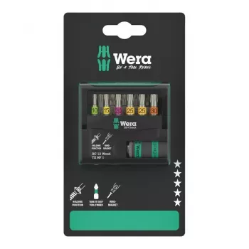 Wera 05073641001 Bit-Check 12 Wood TORX HF 1 SB bitu komplekts