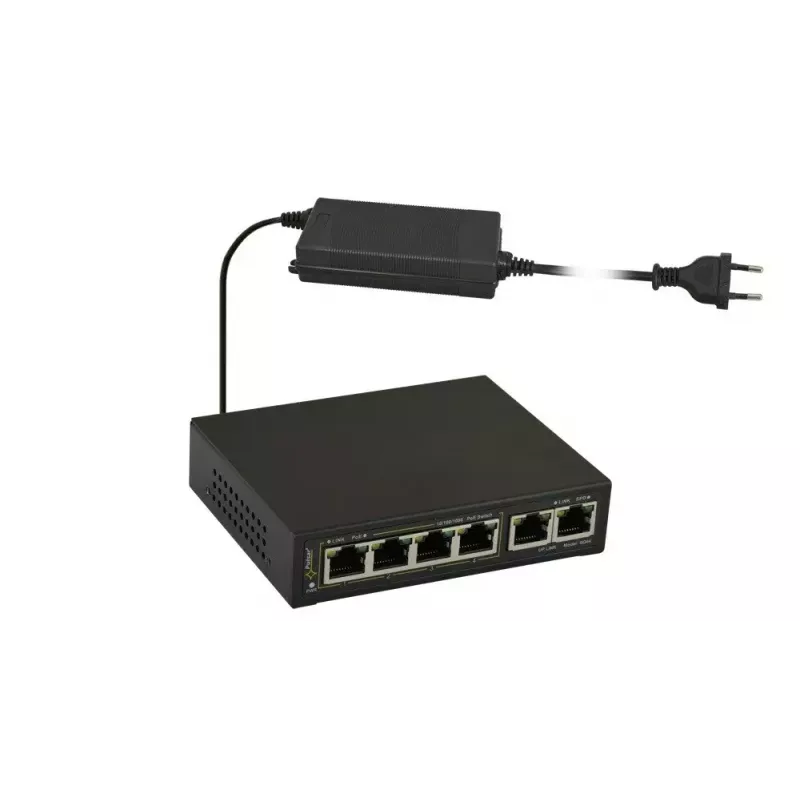 PULSAR Gigabit PoE slēdzis SG-64 — 4 PoE porti, 2 augšupsaites porti