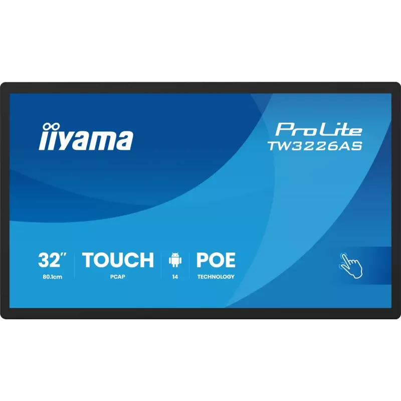 iiyama TW3226AS-B3P Signage displejs Kioska dizains 80 cm (31,5 collas) LED Wi-Fi 430 cd/m² Full HD Melns Skārienekrāns Iebūvēts procesors Android 24/7