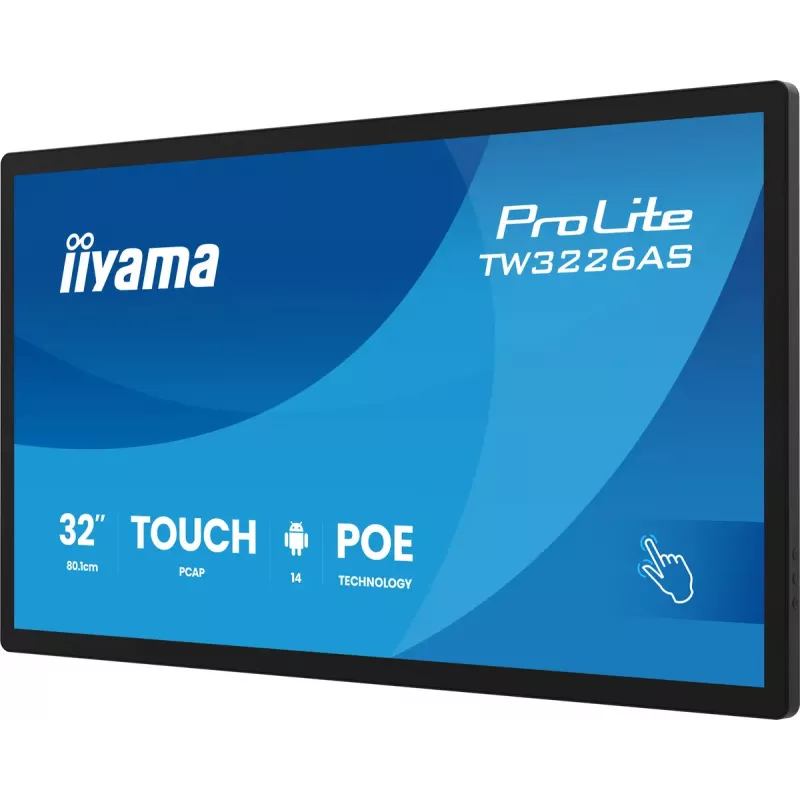 iiyama TW3226AS-B3P Signage displejs Kioska dizains 80 cm (31,5 collas) LED Wi-Fi 430 cd/m² Full HD Melns Skārienekrāns Iebūvēts procesors Android 24/7