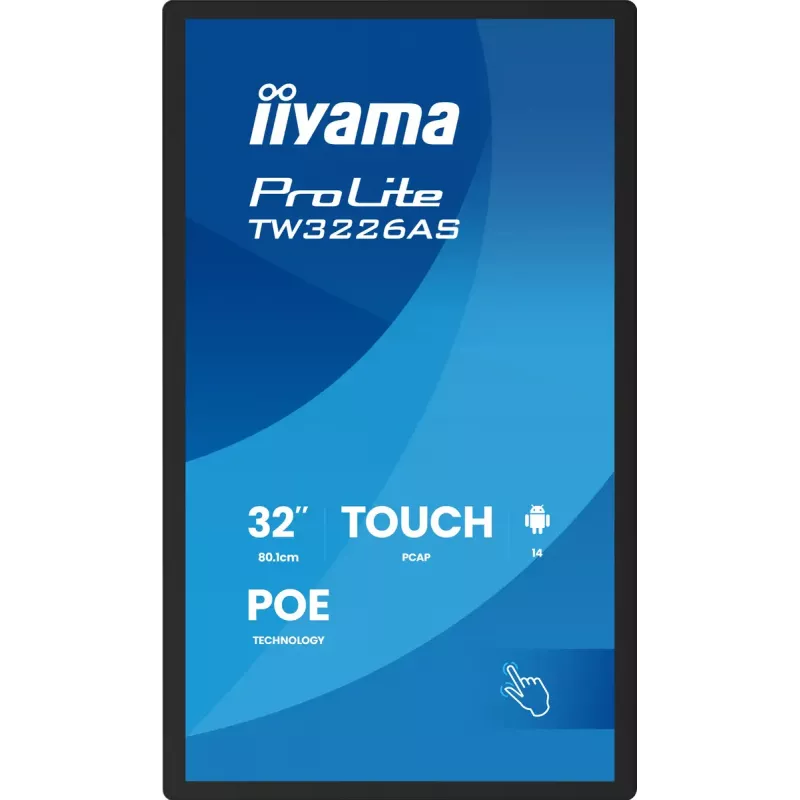 iiyama TW3226AS-B3P Signage displejs Kioska dizains 80 cm (31,5 collas) LED Wi-Fi 430 cd/m² Full HD Melns Skārienekrāns Iebūvēts procesors Android 24/7