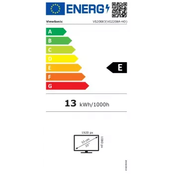Viewsonic VG Series VG2208A datora monitors 55,9 cm (22 colli) 1920 x 1080 pikseļi Full HD LED Melns