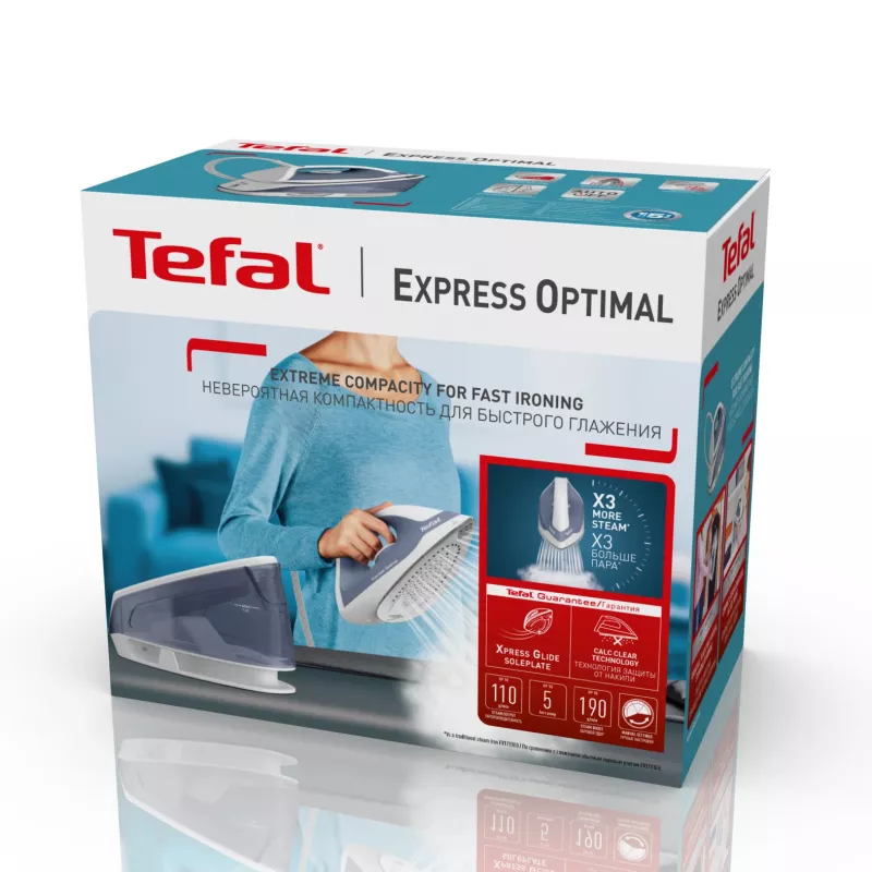Tefal Express Optimal SV4110 2200 W 1.2 L Ceramic Express Glide Blue, balta
