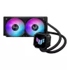Viss vienā šķidruma dzesētājs ASUS TUF GAMING LC III 240 ARGB — 240 mm radiators, 2 x 120 mm ARGB ventilatori, Socket AM5 atbalsts, Melna