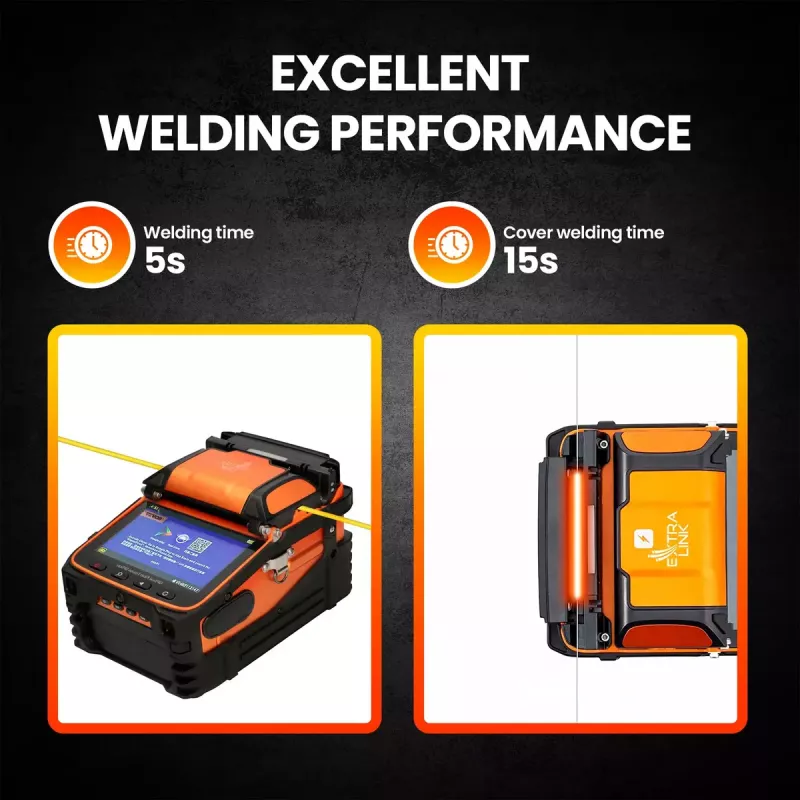 Optiskā šķiedru metinātājs Extralink AI-9 7800 mAh akumulators LED lampa LCD 5,1 collas