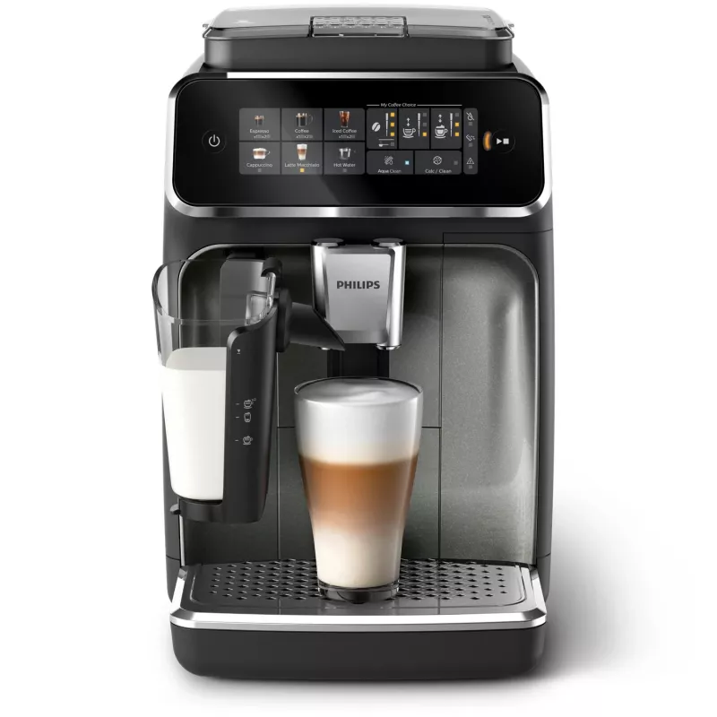 Espresso kafijas automāts Philips EP3349/70 — pilnībā automātisks, 15 bāri, 275 g pupiņu tvertne, keramikas dzirnaviņas, piena tvertne