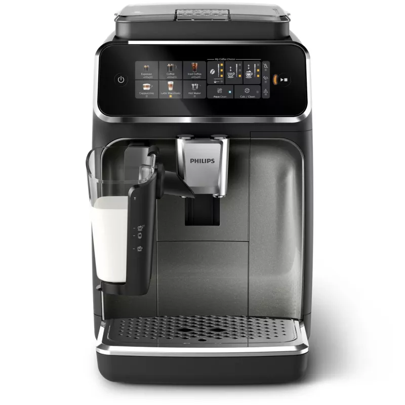Espresso kafijas automāts Philips EP3349/70 — pilnībā automātisks, 15 bāri, 275 g pupiņu tvertne, keramikas dzirnaviņas, piena tvertne