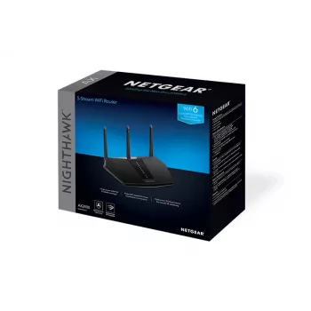 NETGEAR Nighthawk AX/5-Stream AX2400 WiFi 6 maršrutētājs (RAX30) bezvadu maršrutētājs Gigabit Ethernet divjoslu (2,4 GHz / 5 GHz) melns