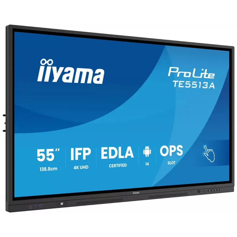 Monitors iiyama 55 collas TE5513A-B1AG 54.6 collas interaktīvais plakanā paneļa displejs 4K Ultra HD 3840 x 2160