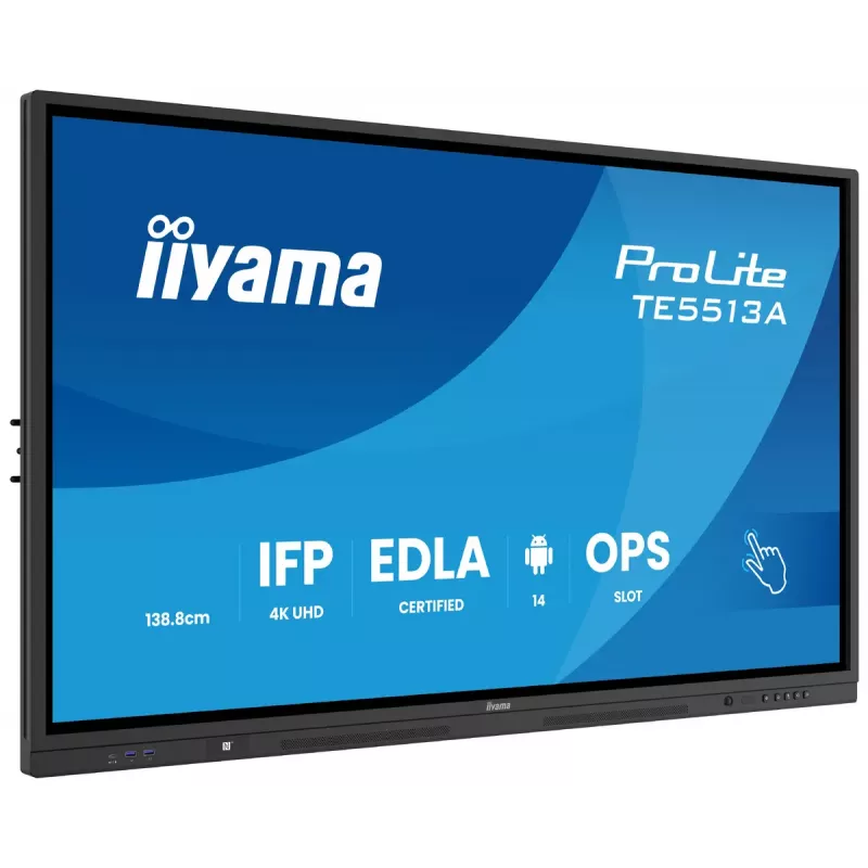 Monitors iiyama 55 collas TE5513A-B1AG 54.6 collas interaktīvais plakanā paneļa displejs 4K Ultra HD 3840 x 2160