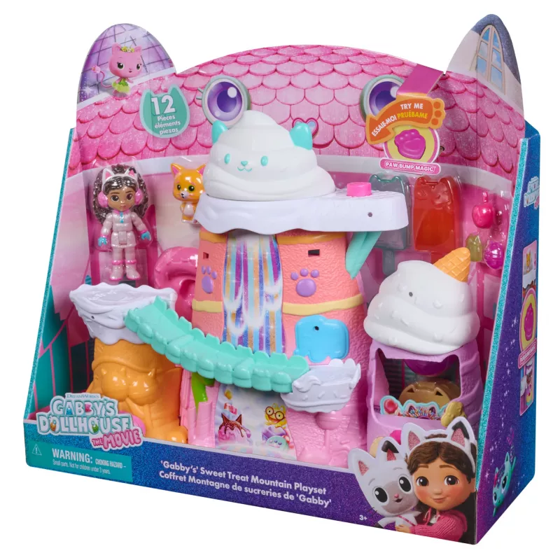 Spēļu komplekts Spin Master Gabby's Dollhouse: The Movie – Gabby's Sweet Treat Mountain, 12-daļīgs komplekts ar figūriņām un piederumiem, vecumam 3+