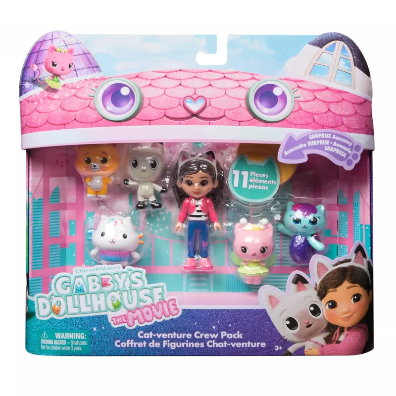 Gabby's Dollhouse DREAMWORKS The Movie, Cat-venture Crew Pack, 11 gabalu rotaļlietu figūru komplekts ar aksesuāriem, bērnu rotaļlietas meitenēm un zēniem no 3 gadu vecuma