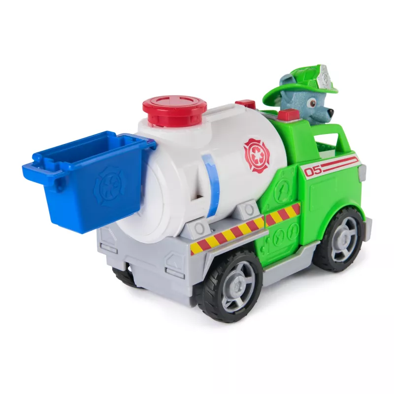 PAW Patrol Ugunsdzēsības glābšana: Rocky glābšanas ugunsdzēsības autocisterna ar figūriņu, satveršanas spīli un rotaļu kravas automašīnu, rotaļlietas zēniem un meitenēm vecumā no 3 gadiem