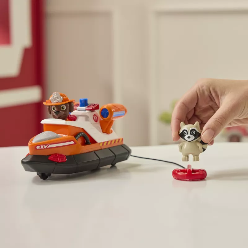 PAW Patrol Ugunsdzēsības glābšana: Zuma glābšanas ugunsdzēsības laiva ar darbības figūru, palaižamu glābšanas riņķi, jenotu un rotaļu laivu, bērnu rotaļlietas zēniem un meitenēm no 3 gadu vecuma