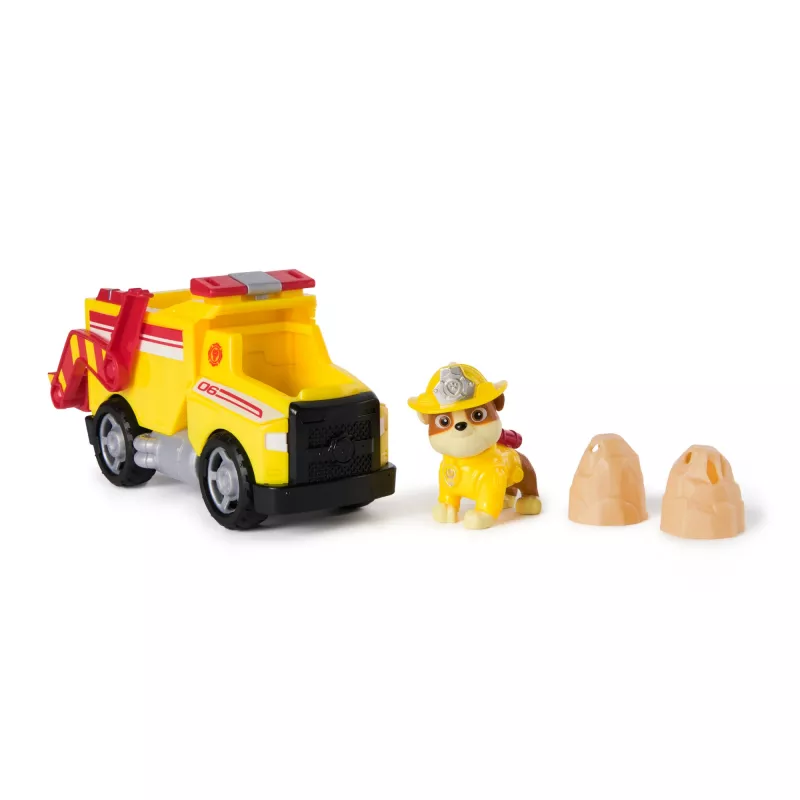 PAW Patrol Ugunsdzēsības Glābšana: Rubble glābšanas ugunsdzēsības pašgāzējs ar darbības figūru, lādiņiem un rotaļu kravas automašīnu, bērnu rotaļlietas zēniem un meitenēm no 3 gadu vecuma