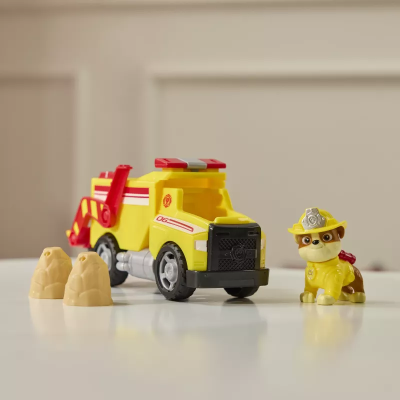PAW Patrol Ugunsdzēsības Glābšana: Rubble glābšanas ugunsdzēsības pašgāzējs ar darbības figūru, lādiņiem un rotaļu kravas automašīnu, bērnu rotaļlietas zēniem un meitenēm no 3 gadu vecuma