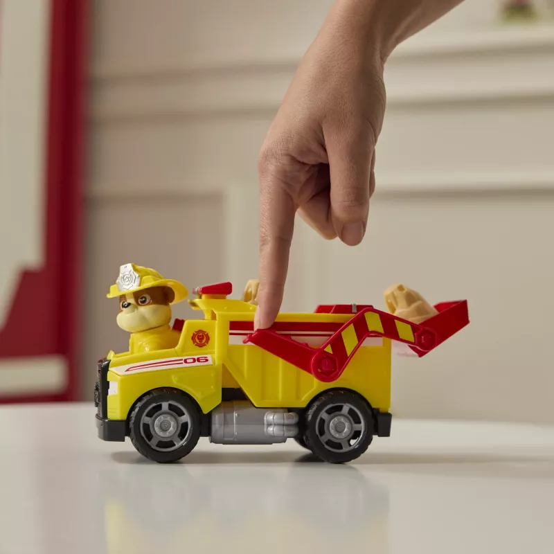 PAW Patrol Ugunsdzēsības Glābšana: Rubble glābšanas ugunsdzēsības pašgāzējs ar darbības figūru, lādiņiem un rotaļu kravas automašīnu, bērnu rotaļlietas zēniem un meitenēm no 3 gadu vecuma