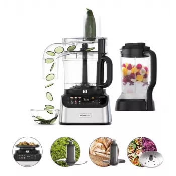 Kenwood MultiPro OneTouch virtuves kombains, 1000 W, 3 L, melns, nerūsējošais tērauds, iebūvēti svari