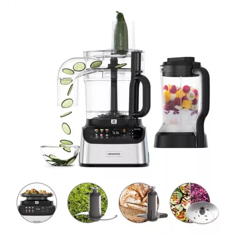 Kenwood MultiPro OneTouch virtuves kombains, 1000 W, 3 L, melns, nerūsējošais tērauds, iebūvēti svari