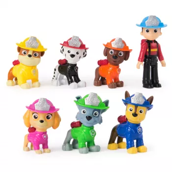 PAW Patrol ugunsdzēsēju glābšanas komandas komplekts ar 7 kolekcionējamām figūriņām, ieskaitot Raideru un 6 kucēnus, bērnu rotaļlietas zēniem un meitenēm no 3 gadu vecuma