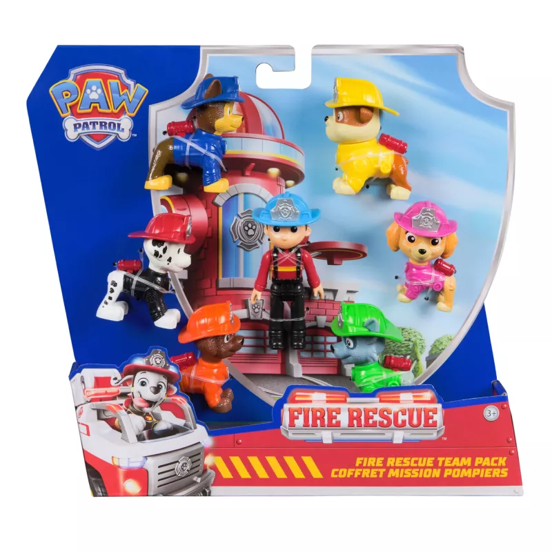 PAW Patrol ugunsdzēsēju glābšanas komandas komplekts ar 7 kolekcionējamām figūriņām, ieskaitot Raideru un 6 kucēnus, bērnu rotaļlietas zēniem un meitenēm no 3 gadu vecuma