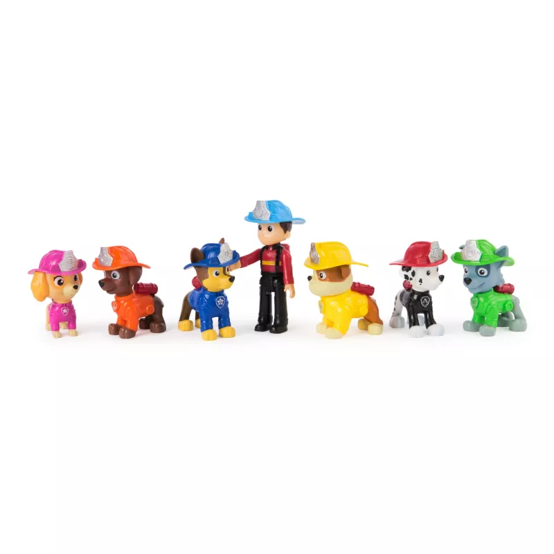 PAW Patrol ugunsdzēsēju glābšanas komandas komplekts ar 7 kolekcionējamām figūriņām, ieskaitot Raideru un 6 kucēnus, bērnu rotaļlietas zēniem un meitenēm no 3 gadu vecuma