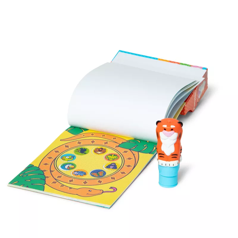 Melissa & Doug Sticker WOW! 24 lappušu darbību bloks un uzlīmju spiedogs, 300 uzlīmes, radošs fidget rotaļlietu kolekcionējamais tēls – Tīģeris – FSC sertificēts