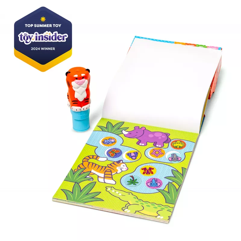 Melissa & Doug Sticker WOW! 24 lappušu darbību bloks un uzlīmju spiedogs, 300 uzlīmes, radošs fidget rotaļlietu kolekcionējamais tēls – Tīģeris – FSC sertificēts