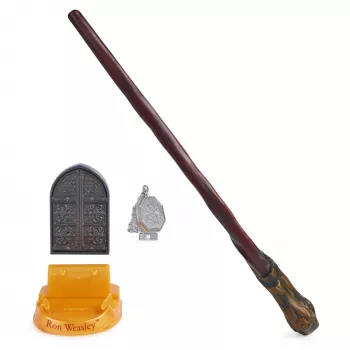Wizarding World Harijs Poters, 12 collu maģiskā kolekcionāra Rona Vīzlija zizlis, statīvs un presētais ikona, Maģiskie artefakti, Aksesuārs kostīmiem