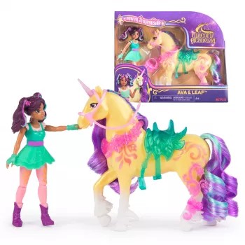 Usorteret Unicorn Academy Ava & Leaf Power of Friendship mini leļļu komplekts ar caurspīdīgiem segliem un 2 aksesuāriem, 168 mm, plastmasa