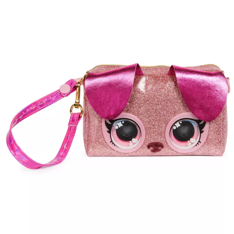 Purse Pets, Keepin’ It Clutch Dazzling Diva Puppy rotaļlieta un aproču maciņš ar apgaismojošām varavīksnes acīm, bērnu rotaļlietas meitenēm no 4 gadu vecuma