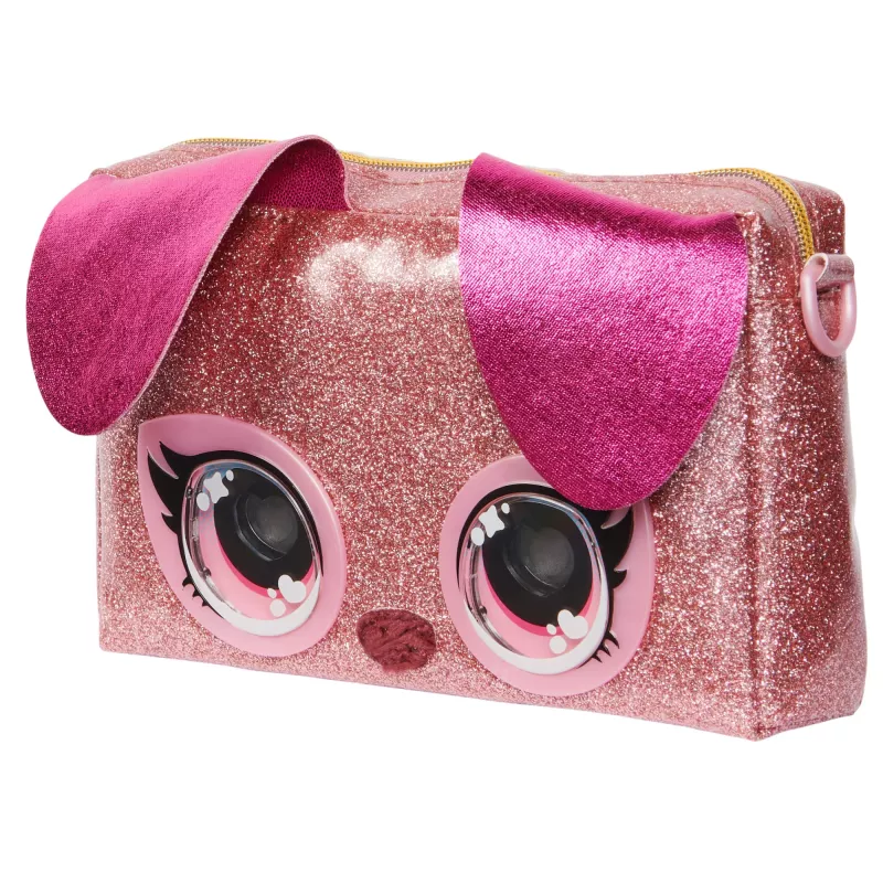 Purse Pets, Keepin’ It Clutch Dazzling Diva Puppy rotaļlieta un aproču maciņš ar apgaismojošām varavīksnes acīm, bērnu rotaļlietas meitenēm no 4 gadu vecuma