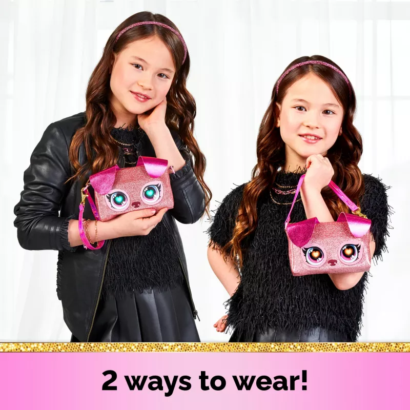 Purse Pets, Keepin’ It Clutch Dazzling Diva Puppy rotaļlieta un aproču maciņš ar apgaismojošām varavīksnes acīm, bērnu rotaļlietas meitenēm no 4 gadu vecuma